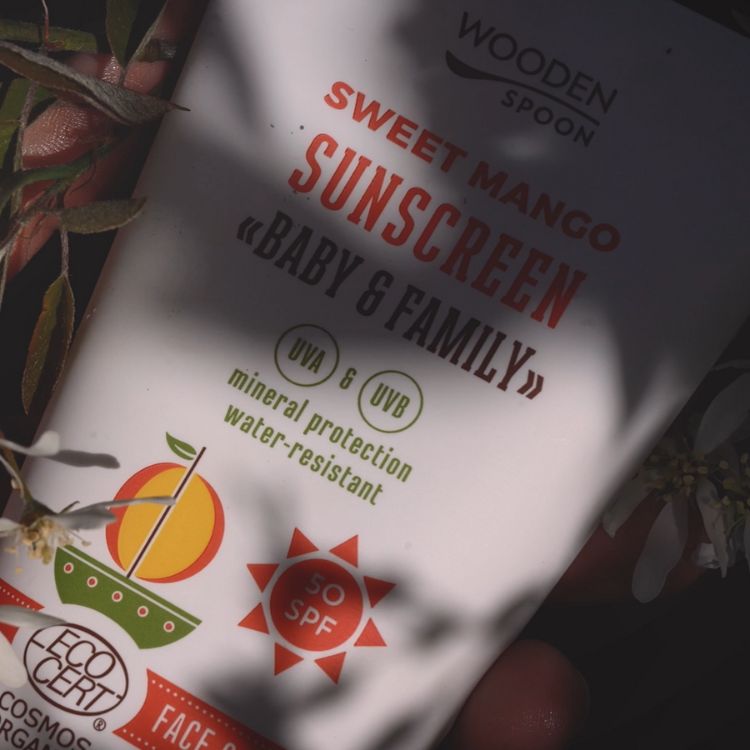 Opalovací tělové mléko MANGO Baby & Family SPF 50 Wooden Spoon